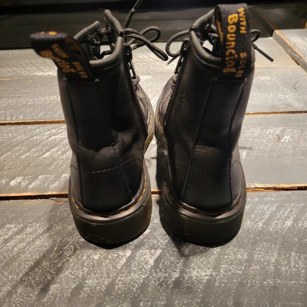 Dr. Martens 1460 J Boots Kids US 3 Black Leather 8 Eye Side Zip Combat